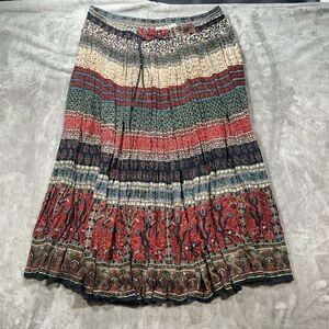 JUST CLASS Bohemian Multicolor Maxi cottage Skirt size M 100% cotton Draw string